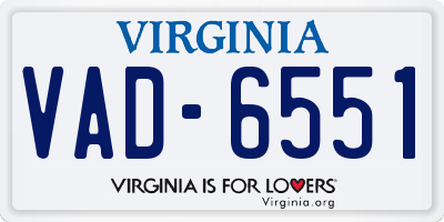 VA license plate VAD6551