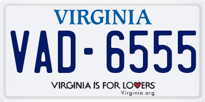VA license plate VAD6555