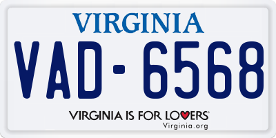 VA license plate VAD6568
