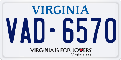 VA license plate VAD6570