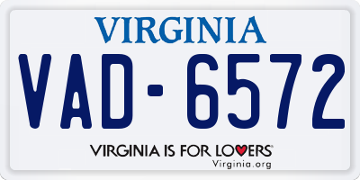 VA license plate VAD6572