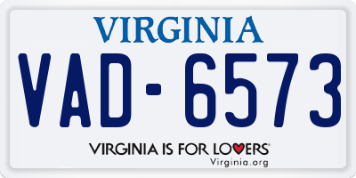 VA license plate VAD6573