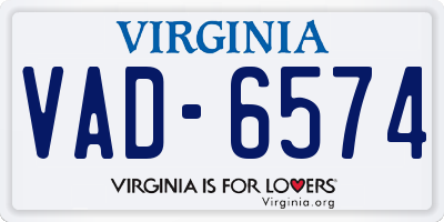 VA license plate VAD6574