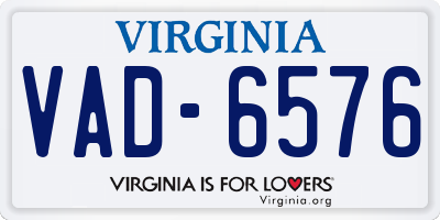 VA license plate VAD6576