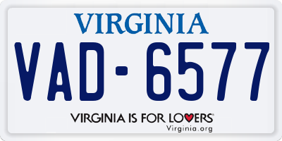 VA license plate VAD6577