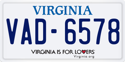 VA license plate VAD6578