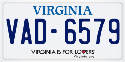 VA license plate VAD6579