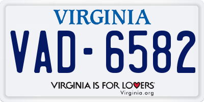 VA license plate VAD6582