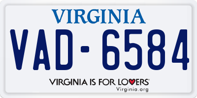 VA license plate VAD6584
