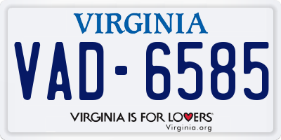 VA license plate VAD6585