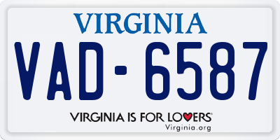 VA license plate VAD6587