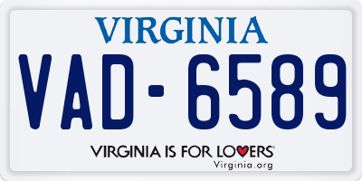 VA license plate VAD6589