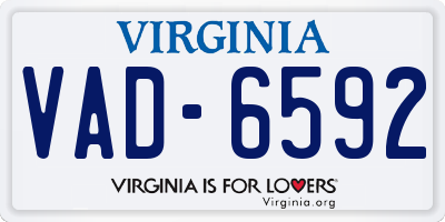 VA license plate VAD6592
