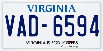 VA license plate VAD6594