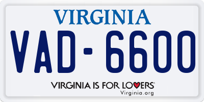 VA license plate VAD6600
