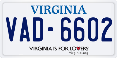 VA license plate VAD6602