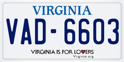 VA license plate VAD6603
