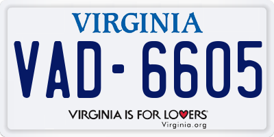 VA license plate VAD6605