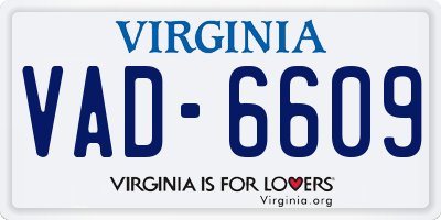 VA license plate VAD6609