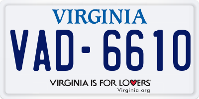VA license plate VAD6610