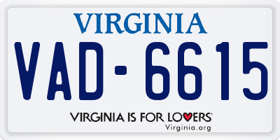 VA license plate VAD6615