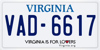 VA license plate VAD6617