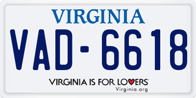 VA license plate VAD6618