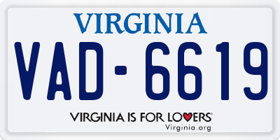VA license plate VAD6619