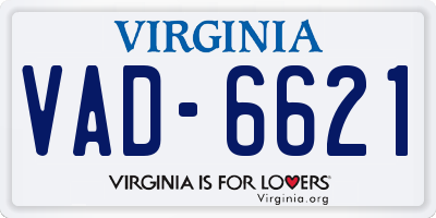 VA license plate VAD6621