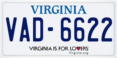 VA license plate VAD6622