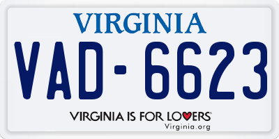 VA license plate VAD6623