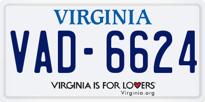 VA license plate VAD6624
