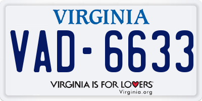 VA license plate VAD6633