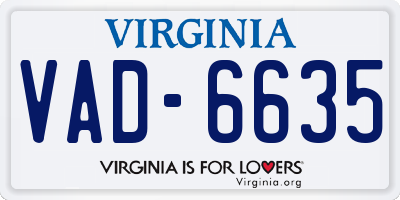 VA license plate VAD6635