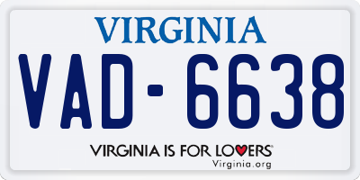 VA license plate VAD6638