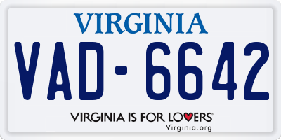 VA license plate VAD6642