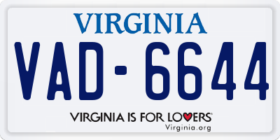 VA license plate VAD6644