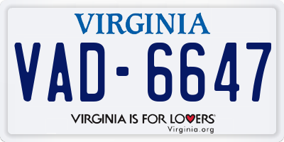 VA license plate VAD6647
