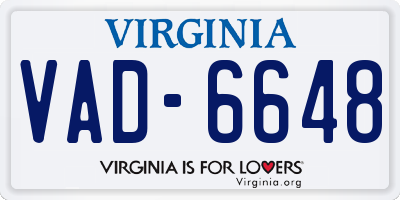 VA license plate VAD6648