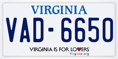 VA license plate VAD6650