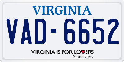 VA license plate VAD6652