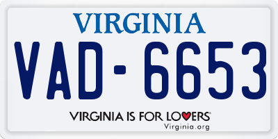 VA license plate VAD6653