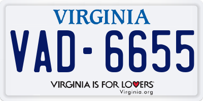 VA license plate VAD6655