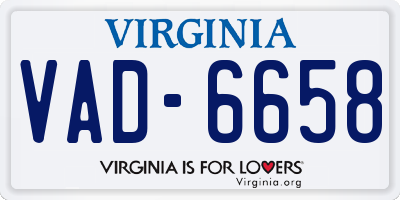 VA license plate VAD6658