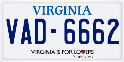 VA license plate VAD6662