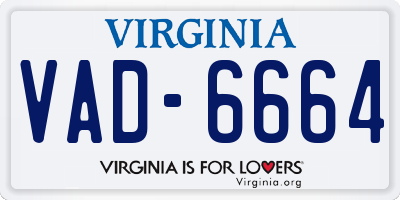 VA license plate VAD6664