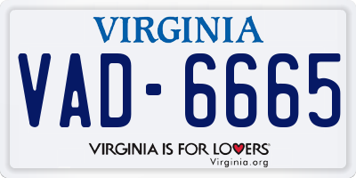 VA license plate VAD6665
