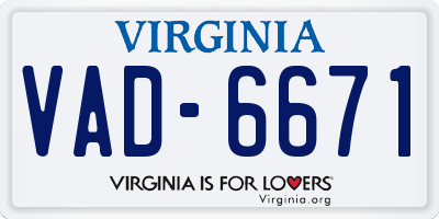 VA license plate VAD6671