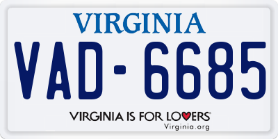VA license plate VAD6685