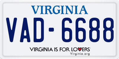 VA license plate VAD6688